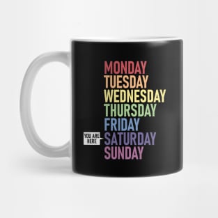 SATURDAY "You Are Here" Weekday Day of the Week Calendar Daily Mug